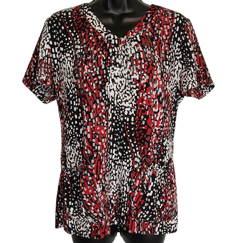 Mavrella by White Cross Abstrate Print Scrub Top‎ Medical Uniform Size Small